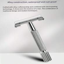 Men'S Double-Sided Stainless Steel Manual Razor Non-Slip With Strong Handle Butterfly Quick Blade Replacement With,Gift Razor Blade Holder Box