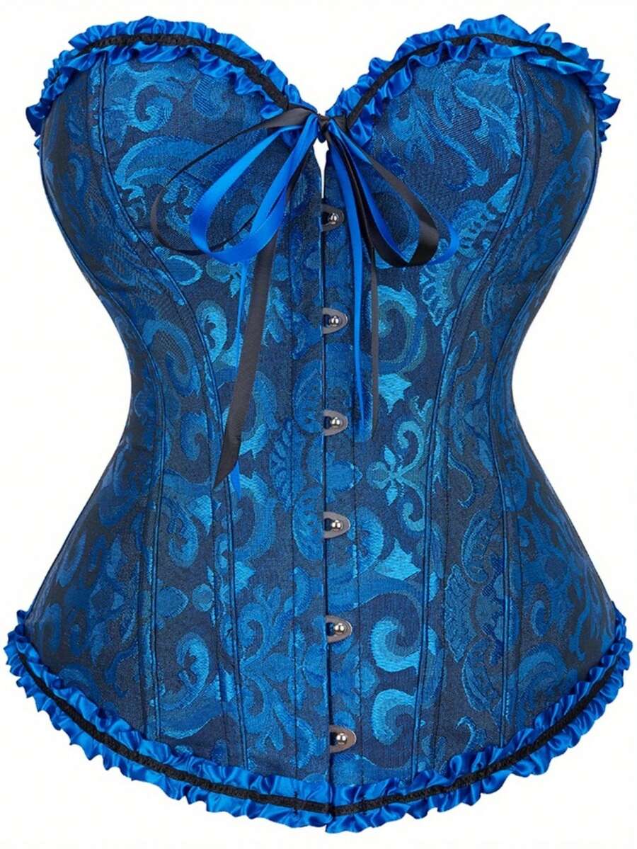 1 pieza Corsé vintage de mujer, disfraz de Halloween - azul real - Ver 1