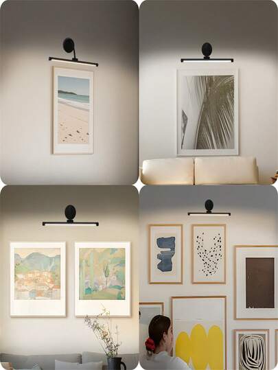 1pc Moderne LED Wand Lamp Remote Dimmable Art Verlichting Temperatures, Timer, USB Cable Included, Metal Finish, Semi Flush Mount Gallery Display, Lights Bedroom, Lighting Ceilin(1800mAh) view 11