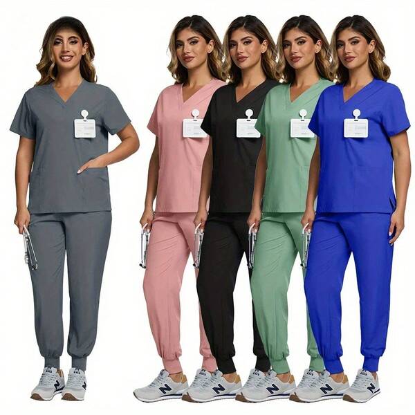 Medical Scrubs Uniform 2 Pieces Set For Women And Men, Surgical Top And Pants With Multiple Pockets, Soft Breathable Fabric For Hospital Shifts And Clinical Work, Professional Healthcare Attire