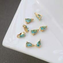 5 mặt dây chuyền hình giọt nước bằng đồng khảm tinh xảo đính đá Zirconia nhiều màu sắc, có thể dùng làm hoa tai, vòng tay, vòng cổ, phụ kiện hoàn thiện tinh xảo - Nhiều màu - Xem 2