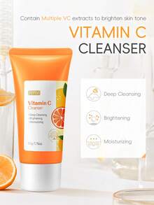 FENYI 4支装维生素C温和亮肤洁面乳，50克深层清洁毛孔控油保湿洗面奶，适合所有肤质，母亲节礼物