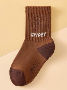 10 双 Marvel 儿童袜子，超级英雄蜘蛛侠女童厚保暖毛巾袜，韩国卡通男童袜子，透气婴幼儿袜子，地板袜 - 彩色 - 查看 7