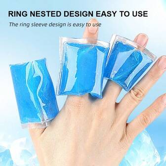 1 st. fingerstödsgelhylsa - 2-i-1 ringskydd för varm och kall terapi, kylande och lugnande för sportfingrar, blå färg, flexibel passform, lämplig för lindring av obehag vid fingrar, dagligt sportskydd
