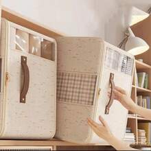 1 Peça Caixa de Armazenamento de Roupas Dobrável com Tampa, Janela Transparente e Alça Reforçada, Design Inodoro e Respirável para Guarda-Roupa, Suéteres, Roupa de Cama, Elegante e Economizadora de Espaço para Armário, Dormitório, Quarto