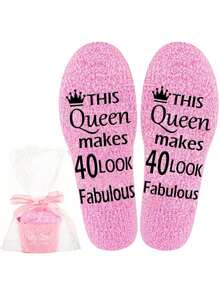 40/50/60 Years Old Birthday Socks, Non-Slip Socks, Novelty Socks For Men, Men's Pink Crew Socks, Best Birthday Gift For Colleagues, Friends, Family, Suitable For Autumn/Winter, Fall