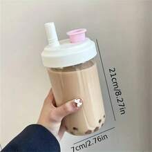 Cốc nhựa có ống hút dung tích lớn, được thiết kế dành cho học sinh, tiện lợi khi uống và chống vỡ. - Nhiều màu - Xem 4