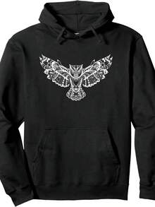 Sudadera con capucha de búho - Sudadera con capucha de tótem de búho - Negro - Ver 6