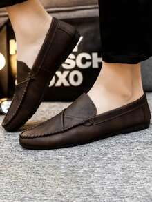 2025 Spring Men's Formal Business Fashion Korean Style Shoes, Leather Penny Loafers, Soft Sole Slip-On Driving Shoes (Loafers Run Small, Larger Size Recommended For Those With Wide Feet)