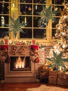 1 قطعة/3 قطع ظل مصباح بشكل نجمة ورقية مفرغة، غطاء فانوس ورقي عيد الميلاد المجيد، نجمة خضراء ذات سبع نقاط بقياس 35/45/75 سم، ديكور عيد الميلاد، ديكور حفلة عيد الميلاد، ديكور شجرة عيد الميلاد، ديكور عيد الميلاد المجيد للمنزل، ديكور منزلي، زينة عيد الميلاد، ديكور رأس السنة الجديدة 2026