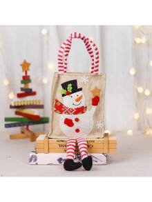 1pc, Christmas Decorations Gift Bag Faceless Linen Tote Gift Bag Festive Creative Goodie Bag, Christmas Party Favors Weird Stuff, Shopping Bag, Party Bag, Party Gift Bag, Craft Tote Bag, Party Favors