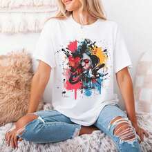 I Love Art , Paint Art Shirt, Color Splash , Basquiat-Inspired T-Shirt220G Pure Cotton T-Shirt - Comfort All Day, Suitable For Any Ocsion, A Special Gift For Your Closest Loved Ones - 白色 - 查看 1