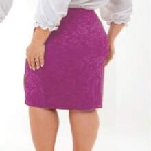 AVI Moda Crista Women's Elegant Knitted Fabric Midi Pencil Skirt With Double Waist Design - 紫紅色 - 查看 4