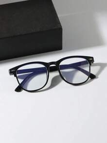 1pair Classic Square Shape Back To School Black Eyeglasses With For Men, Transparent Lenses To Protect Eyes From Computer, TV, Gaming And Smartphone Fatigue Glasses Accessories - 黑色 - 查看 2