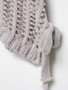 ZEVITY Women's Fashion Side Lace-Up Hollow Out Casual Knit Sweater, Hem Slit Tie Design Thick Knit Pullover SW2515, Autumn/Winter - Grey - View 5