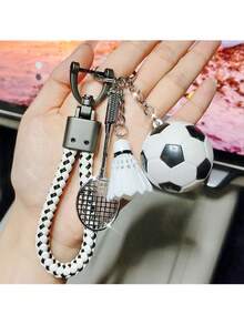 1pc Football Badminton Decorative Keychain - Suitable For Bags And Car Keys - Ideal For Friends And Family, Suitable For Ramadan, Valentine's Day, Christmas, Birthdays, Ladies' Halloween, And Thanksgiving Gifts Halloween Accessories Teachers Day