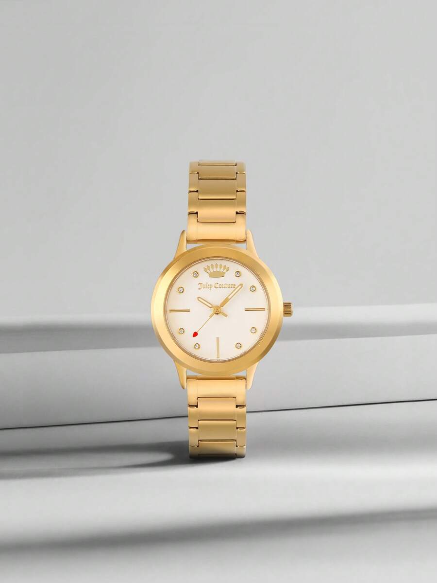 Juicy Couture Women Watches Simple Analog Quartz Wrist Watches Stainless Steel Bracelet Watch Quartz Watch Gift For Women JC/1050WTGB - 金色 - 查看 1