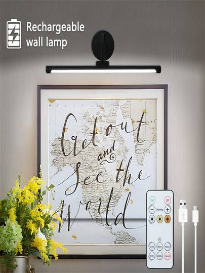 1pc Moderne LED Wand Lamp Remote Dimmable Art Verlichting Temperatures, Timer, USB Cable Included, Metal Finish, Semi Flush Mount Gallery Display, Lights Bedroom, Lighting Ceilin(1800mAh) view 3