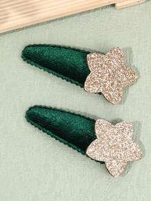 2 Stück/4 Stück glitzernde Stern BB Clips Samt Haarschmuck süß und niedlich für den Alltag