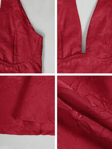 Unadoll Women's Winter Sexy Bareback Hanging Neck Collar Strap 3D Jacquard Fabric Elegant Dress, Suitable For Dinner, Date, School Start, Cocktail Party, Wedding Event, Christmas, Thanksgiving