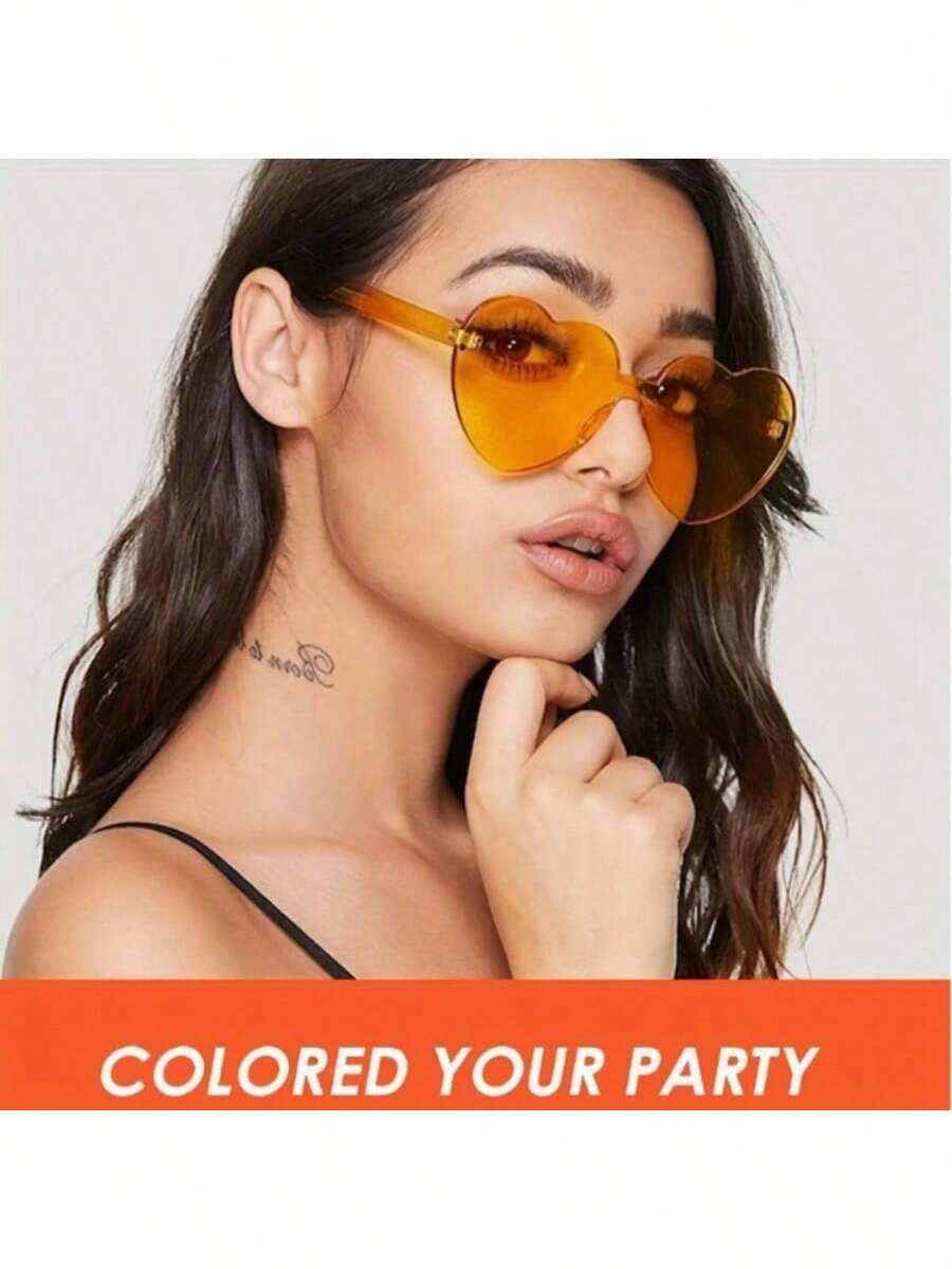 زوج 1/10 من النظارات الزخرفية ذات شكل القلب بألوان الحلوى مع فيونكة، مناسبة للأعراس والحفلات وتصوير الحفلات الملونة، مناسبة لحفلات الكرنفال والعطلات الشاطئية الاستوائية والبارات والنوادي والاكسسوارات الخارجية، تناسب جميع أشكال الوجه، مناسبة لعطلات الصيف على الشاطئ والخارج والسفر