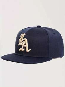 1pc Unisex Street Style Embroidered Flat-Brim Baseball Cap, 100% Polyester, Handwash, Non-Stretch, Lightweight - Adjustable Flat-Brim