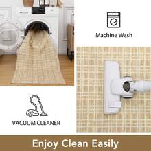 Waschbarer, moderner Teppich mit Karomuster, rutschfest, niedriger Flor, weicher, zeitgenössischer Überwurf, Bodenbelag, faltbarer Innenteppich für Wohnzimmer, Schlafzimmer, Spielzimmer, Kinderzimmer