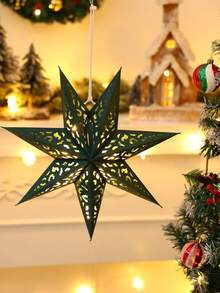1 قطعة/3 قطع ظل مصباح بشكل نجمة ورقية مفرغة، غطاء فانوس ورقي عيد الميلاد المجيد، نجمة خضراء ذات سبع نقاط بقياس 35/45/75 سم، ديكور عيد الميلاد، ديكور حفلة عيد الميلاد، ديكور شجرة عيد الميلاد، ديكور عيد الميلاد المجيد للمنزل، ديكور منزلي، زينة عيد الميلاد، ديكور رأس السنة الجديدة 2026