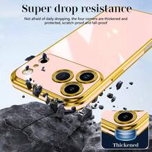 غطاء هاتف مقاوم للصدمات من TPU بلون أحادي مطلي كهربائيًا ثلاثي الأبعاد متوافق مع 15 Pro Max، 16 Pro Max، و Galaxy S23 Ultra، Galaxy S24 Ultra مقاوم للماء ومقاوم للخدش ومقاوم للسقوط - وردي - مشاهدة 5