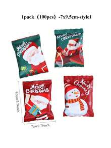 Christmas,1pack(100pcs) Cookie Packaging Bags, Nougat Snowflake Cookies, Aluminum Film Machine Sealed Bags, Christmas Eve Handmade Baking Gift Candy Bags - Multicolor - View 5