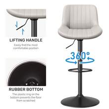 Nalupatio Barhocker 2er Set, Barstuhl Höhenverstellbar mit Rückenlehne, 360° Drehbar, aus Tech-Stoff, für Esszimmer Heimbar Kücheninsel - Hellgrau - Übersicht 3
