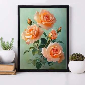 1pc 30x40cm/11.8x15.7in Floral Pattern 5D Full Round Diamond Painting Kit With Full Tools, Bedroom Living Room Decor Diamond Art Set, Mosaic Wall Art Craft, Suitable For Adult Beginner, Full Drill Round Diamond Artwork, Home Wall Decor Painting Gift [Unframed], Diamond Painting Kit, Mother's Day Gift