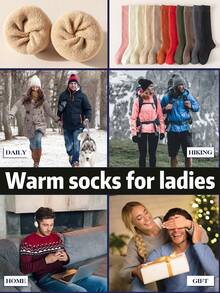 2 Pairs Women's Thermal Lined Thick Calf Socks, Warm Solid Color Knee High Socks, Collegiate Style, Versatile For Autumn/Winter, Suitable For Home, Commute, Office, Cozy Socks