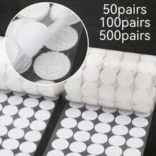 100 piezas/50 pares, 200 piezas/100 pares, 1000 piezas/500 pares de Cierres de gancho y bucle de nailon adhesivos por ambos lados de 2 cm/0.78 pulgadas, en blanco y negro, adecuados para el aula, la oficina, el hogar, de forma redonda, 2 piezas como 1 set