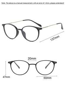 1pc Women's Round Black Glasses, Women's Glasses, Women's Fake Glasses, Transparent Glasses, Phone Accessories, Y2K Style, Back To School Season, Suitable For Daily Casual Wear And Office Occasions - Multicolor - View 6