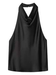 Halter Top Women Tanks & Camis Satin Sleeveless Top Female Y2k Vest Summer Cute Street Style Yellow Backless Ladies Camisole