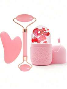 3件套冰按摩滚轮套装 - 面部清凉按摩滚轮,面部按摩工具,硅胶冰按摩滚轮,玫瑰石英滚轮按摩器带刮痧板,用于缓解面部和眼部浮肿,面部按摩器,轮廓塑形,护肤亮肤,适用于眼部、颈部和面部,冰按摩滚轮模具 - 护肤工具。夏季冰按摩产品,办公用品,学习用品,旅行必备品。 - 彩色 - 查看 14