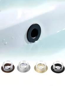 4 pièces Couvercles de trop-plein d'évier en plastique pour cuisine et salle de bain, y compris un couvercle de drain de baignoire et un anneau de trop-plein d'évier circulaire. 1 pièce Couvercle de trop-plein de robinet d'évier de salle de bain, anneau de trop-plein en laiton à 6 griffes de rechange, couvercle de trou de trop-plein de robinet d'évier, accessoires de salle de bain, couvercle de trou chromé de rechange pour évier de salle de bain ou de cuisine Anneau de couvercle de trop-plein en plastique