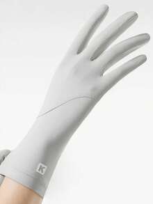 1 双纯色休闲涤纶夏季防晒手套，适合女士户外运动、驾驶、骑自行车、防滑触摸屏、防晒 - A - 查看 25