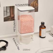 1pc | Transparent Wall-Mounted Dustproof Storage Jar With Cup | Wall-Mounted Design (Saves Countertop Space, No Drilling Optional For Easy Installation), Fully Transparent Body (Clearly View Remaining Quantity), Dustproof Sealed Lid (Keeps Contents Dry And Clean), Comes With A Matching Cup (For Precise Scooping). - White - View 8