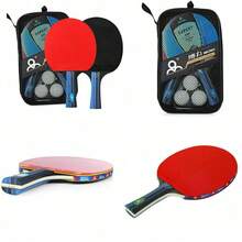 New Speed And Spin PPong Table Tennis Set / Rackets With 2 Bats,3 Balls & Bag - Red - View 1