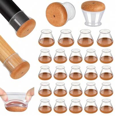 4/16/32 Piezas Protectores de piso para patas de silla redondas - Deslizadores de muebles de silicona TPE gruesos, Cubiertas de silla transparentes para reducción de ruido y protección del piso, Almohadillas duraderas para patas de muebles para mesas y sillas, sofás y mesas de centro, adecuadas para cocina, sala de estar, dormitorio