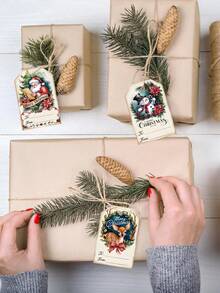 50 thẻ quà tặng Giáng sinh, thiết kế hình ông già Noel cổ điển, người tuyết và tuần lộc, thích hợp để trang trí Giáng sinh, trang trí quà tặng Giáng sinh, mặt dây chuyền cây thông Noel, vật dụng trang trí tiệc mùa đông - Thẻ quà tặng Giáng sinh-05 - Xem 7