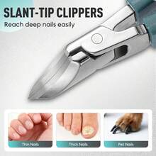 Nowość Profesjonalne obcinaczki do paznokci z fazowanymi końcami w kształcie orlego dzioba, 3 zestawy obcinaczy do paznokci z fazowanymi końcami i cążkami do skórek oraz pilnikiem, długi uchwyt, szerokie szczęki, antypoślizgowe, skośne obcinacze do paznokci, do grubych paznokci, dla seniorów i pielęgnacji wrastających paznokci, do użytku w domu/salonie, ergonomiczne i nierdzewne, narzędzia do paznokci, manicure i pedicure, dla mężczyzn i kobiet, prezenty dla rodziny, przyjaciół, kochanków, na powrót do szkoły, Halloween, Boże Narodzenie