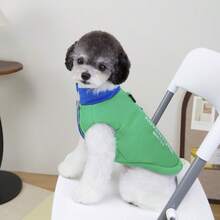 25 قطعة ملابس قطنية للحيوانات الأليفة مطبوع عليها حروف ثلاثية الألوان، معطف كلب مبطن بالأزهار السميك، ملابس كلاب صغيرة، سترة مبطنة جديدة للخريف/الشتاء، سترة بطراز بريطاني - أخضر - مشاهدة 10