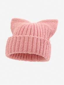 1pc Adult Solid Color Simple Fashion Versatile Cute Cat Ear Knit Beanie Hat, Soft Comfortable Warm Winter Cap, Suitable For Men And Women In Autumn/Winter For Daily Commute, Casual Outing, Outdoor Activities, Great As A Gift - Multicolor - View 19