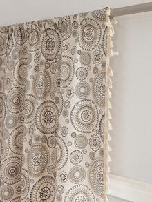 1 件波西米亚复古窗帘，几何图案搭配米色蕾丝边，厨房短窗帘，房间隔断门帘，适用于家居装饰、卧室、书房、客厅、阳台、露台、窗扉，四季皆宜，秋季装饰 - 咖色 - 查看 10