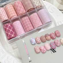 10 Peças Conjunto Variado de Adesivos Térmicos de Transferência Simples, Elementos Desenhados à Mão Criativos Céu Estrelado, Xadrez, Estrelas, Letras em Inglês, Rede, Denim, Laço, Coração, Cereja, Patchwork, Floral, Estilo Francês Chique, Holográfico, Estilo Chinês Clássico, Decoração de Arte de Unhas Acessórios DIY, Adequado para Livros, Papelaria, Desktops, Tablets, Vidro, Scrapbooking, Ótimo Presente com Caneta de Silicone de Duas Pontas