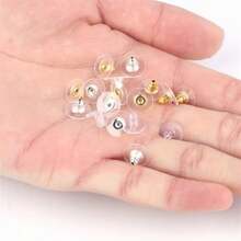 100 PCS Hypoallergenic Earring Backs Replacements , Clear Rubber Earring Stoppers With Gentle Grip,  Options For Earring Wearing - A - Xem 7