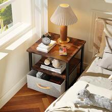 Mesas De Noche Buró Para Recámara Con Estantes Minimalista Mesa De Centro Con Cajón Mesa De Noche Mesa Auxiliar Mesas Para Jardín Con Cajón Mesa De Noche Mesas Laterales - Granate - Ver 9